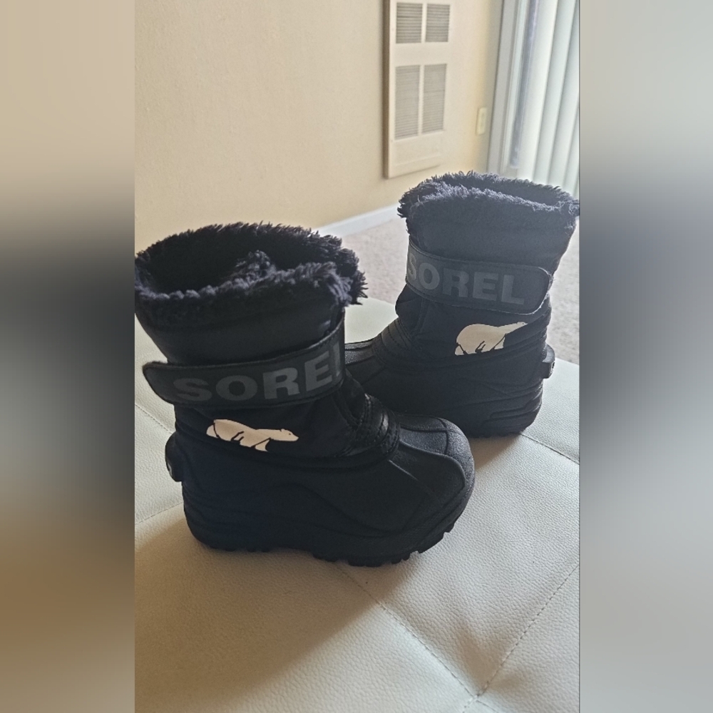 Sorel Black Snow Commander Kids Winter Boots